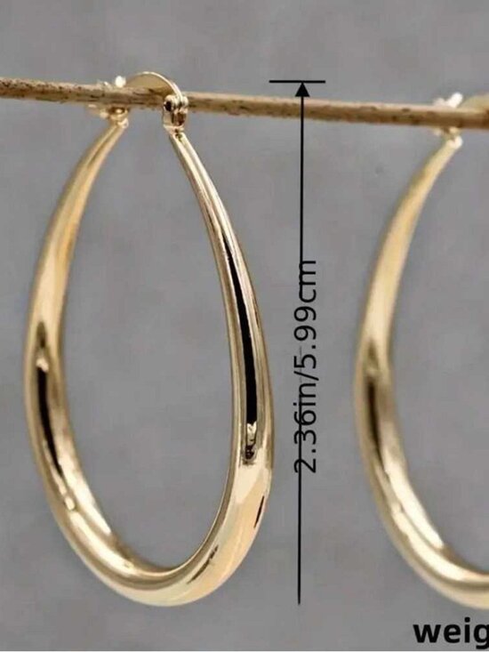 Jewelry - Oval Drop Gold Hoop Earrings Versatile Chic Women’s Jewelry